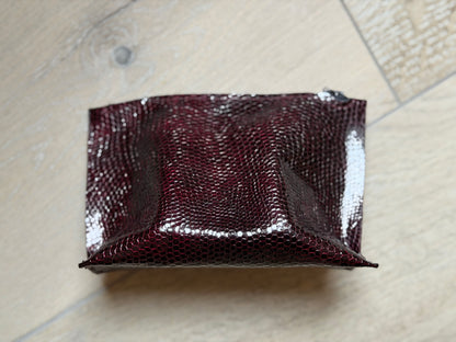 Make-up tas COCO - Mini (S) - Lakleer rood met roggeprint