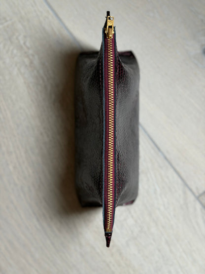 Make-up tas COCO - Midi (M) - Lakleer rood met roggeprint